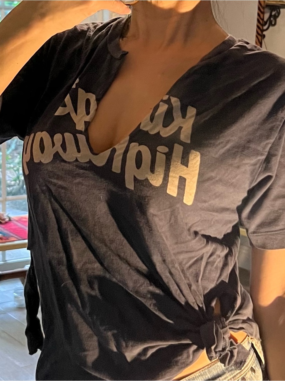Women’s Navy Graphic Cut up Tee by Atelier Ace